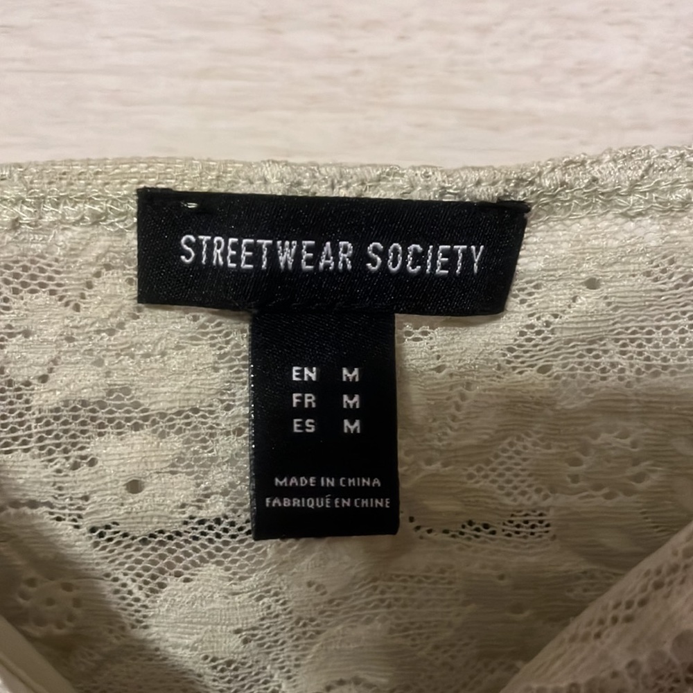 Streetwear Society Womens Lace Bustier Crop‎ Top Sage Green Floral Corset Medium - Picture 3 of 3